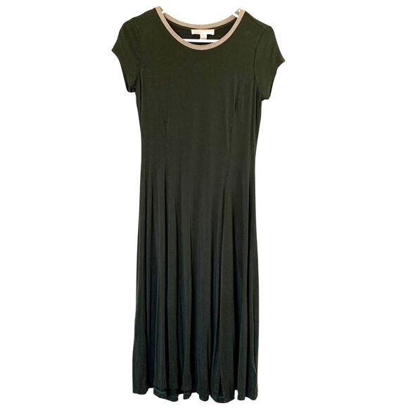 Michael Kors Olive Green A-Line Maxi Dress Short Sleeve Size PM - Picture 10 of 11